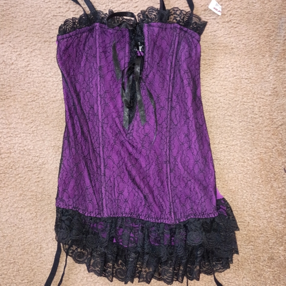 Gothic gothic Punk mall goth teddy lingerie sheer lace butt ruffles Rare 36 C - Picture 1 of 7